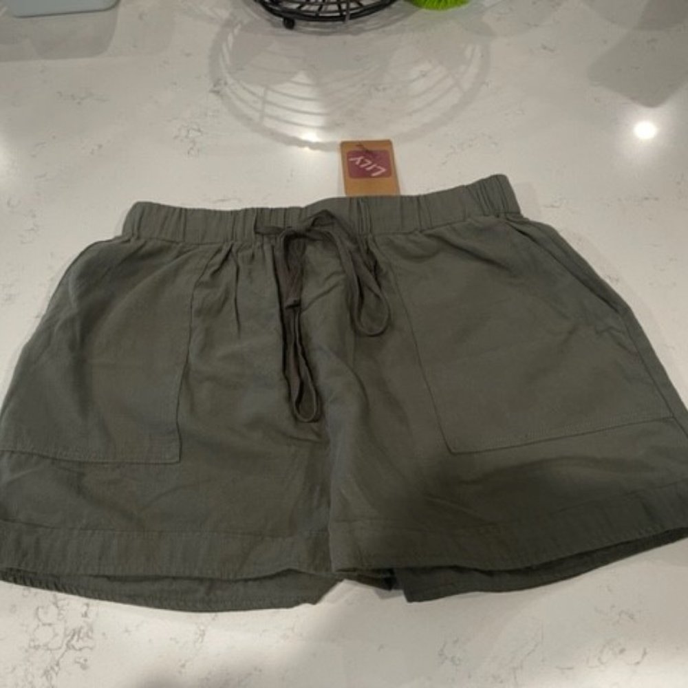Olive Green Drawstring Shorts